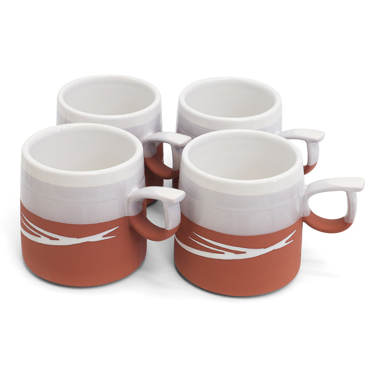Paul Maloney Pottery Terracotta Set of 4 Mugs - Handmade Drinking Set for Coffee, Tea & Everyday Use