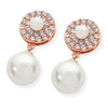 Beautiful Tipperary Crystal Pave Circle With Drop Pearl Earrings
