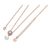 Tipperary Crystal Pave Circle With Drop Pearl Pendant in a rose gold finish