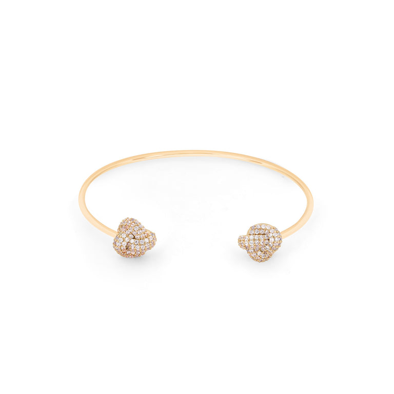 Love Knot Bangle Bracelet Gold - Bracelet with Cubic Zirconia