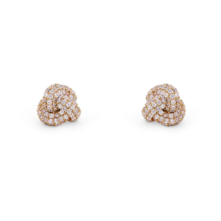 Pave Love Knot Earrings Gold - Sparkling Stud Earrings for Women