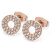 Tipperary Crystal Pave Triple Band Moon Earrings Rose Gold with a stud fastening