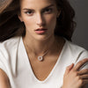 Tipperary Crystal Pave Triple Band Moon Pendant Rose Gold with encrusted crystals