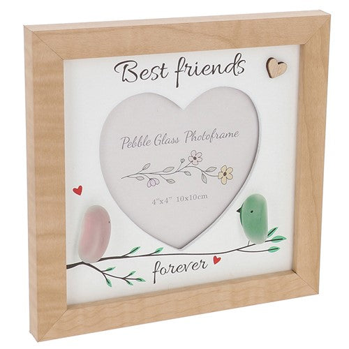 Pebble Glass Photo Frame Best Friends - Wooden Picture Frame For Gifts