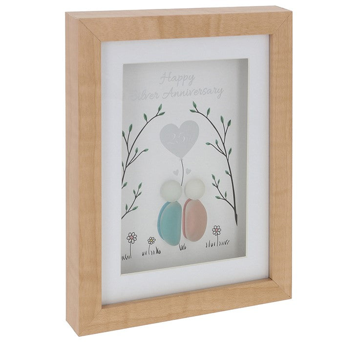 Pebble Glass Plaque Silver Anniversary - Sentimental Gifts Collection