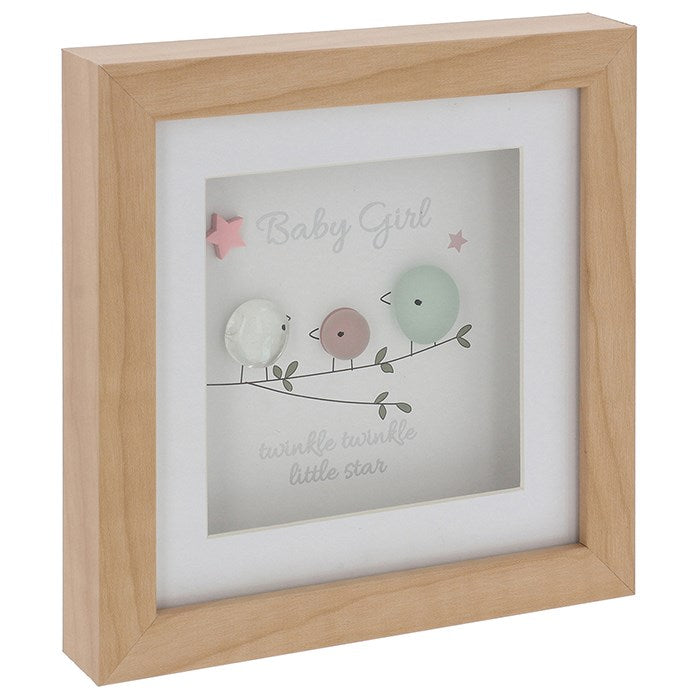 Pebble Glass Square Plaque Baby Girl