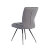 Modern dining chairs with a sleek grey powder coat frame.
