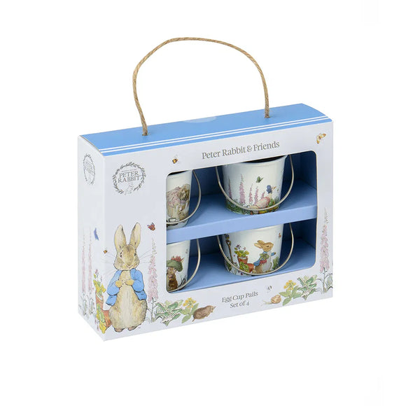 Peter Rabbit Original Set Of 4 Egg Cup Pails picture in the gift box on the white background 