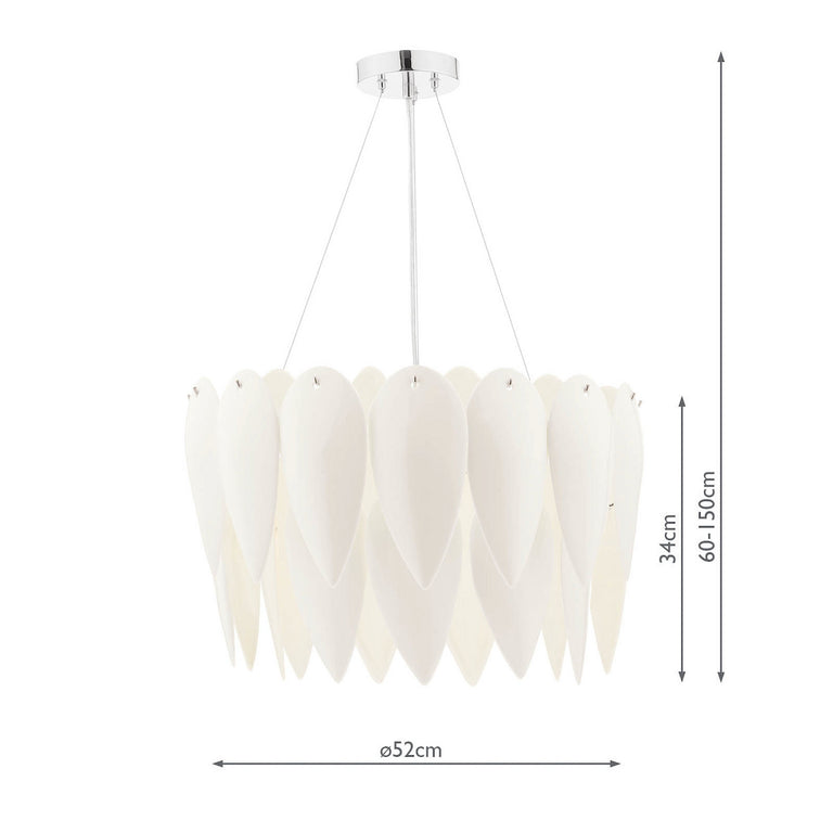 Phillipa 3 Light Pendant White Ceramic and Polished Chrome Modern Ceiling Light For Home Decor