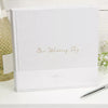 Grey floral 'Our Wedding Day' photo album with gold foil embossing for weddings