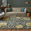 Morris & Co Pimpernel Floral Rug Indigo lifestyle picture in the living room