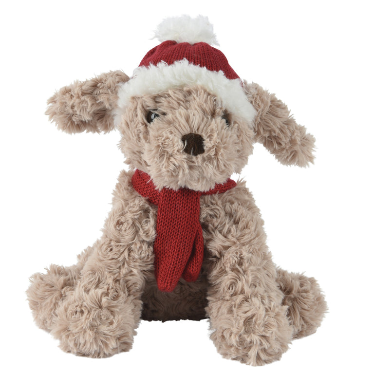 Plush Dog with Santa Hat – Adorable Christmas Ornament & Home Decor