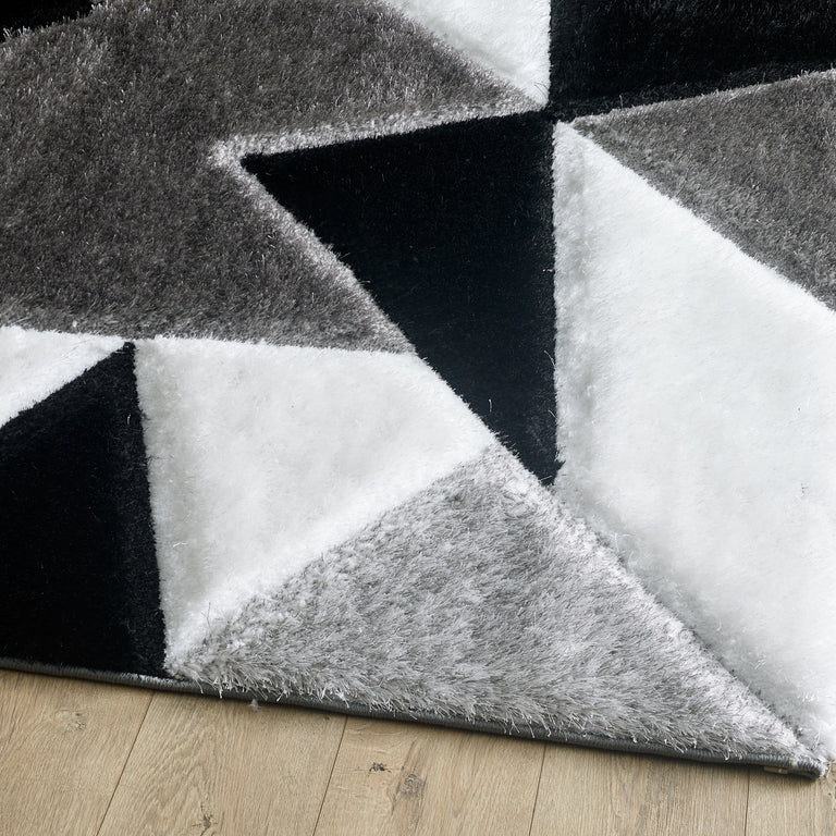 Pluton Geometric Rug - Black Grey