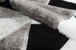 Pluton Geometric Rug Black Grey  close view picture of the color pallet