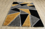 Pluton Geometric Rug Grey Gold  picture on the floor