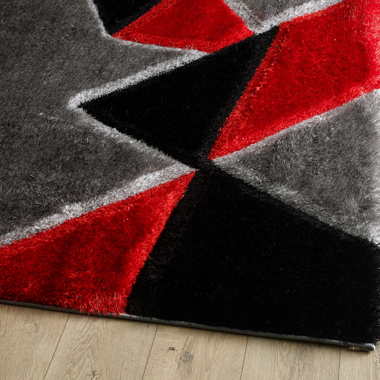 Pluton Geometric Rug - Grey Red