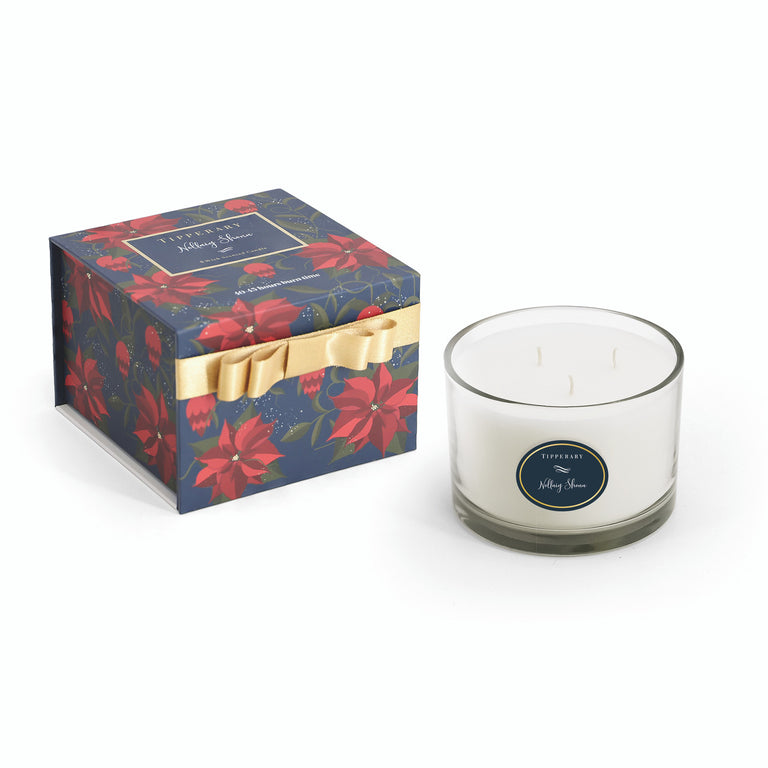 Poinsettia 3 Wick Christmas Candle – Nollaig Shona | Irish Christmas Scent