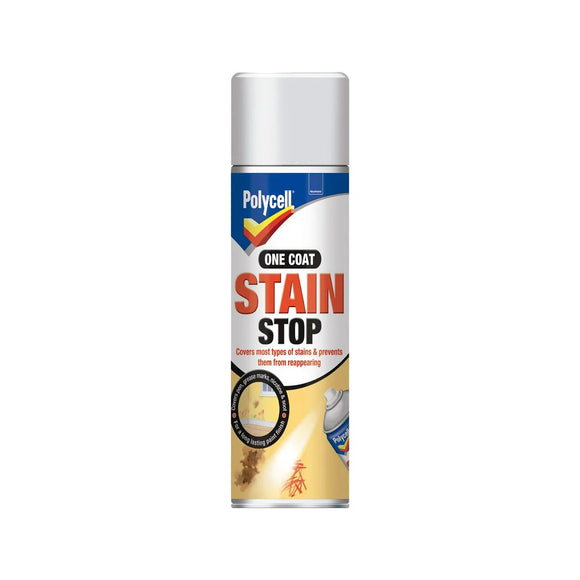 Polycell One Coat Stain Stop Aerosol 250ml photo on the white background