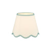 Poma Natural & Mint Linen Scalloped Shade 25cm picture with a switched on light