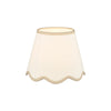 Poma Natural & Taupe Linen Tapered Drum Shade 25cm with switched on light