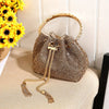 Crystal Pouch Handbag with Jewelled Handle in Gold