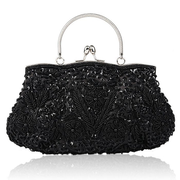 Luxury black clutch bag with rhinestones