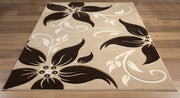 Primrose Floral Rug Beige-Brown  picture on the floor
