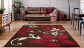 Primrose Floral Rug Choc-Red life style picture