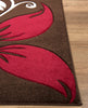 Primrose Floral Rug Choc-Red picture of the corner of the rug