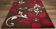 Primrose Floral Rug Choc-Red picture on the floor
