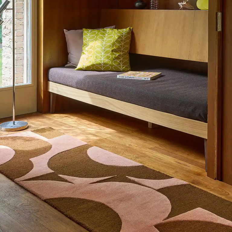 Orla Kiely Prism Flower Pink Terracotta Wool Runner Rug