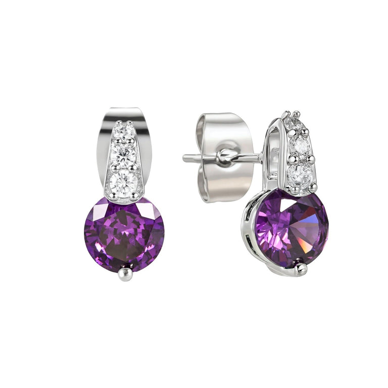 Purple Stone Pave Bale Earrings
