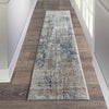 Nourison Quarry Rug QUA02 Blue Beige Runner life style picture in the hallway