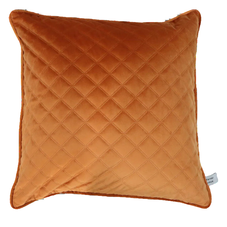 Cushion F+H Quilted Velvet Copper 50x50cm - Luxury Soft Furnishings