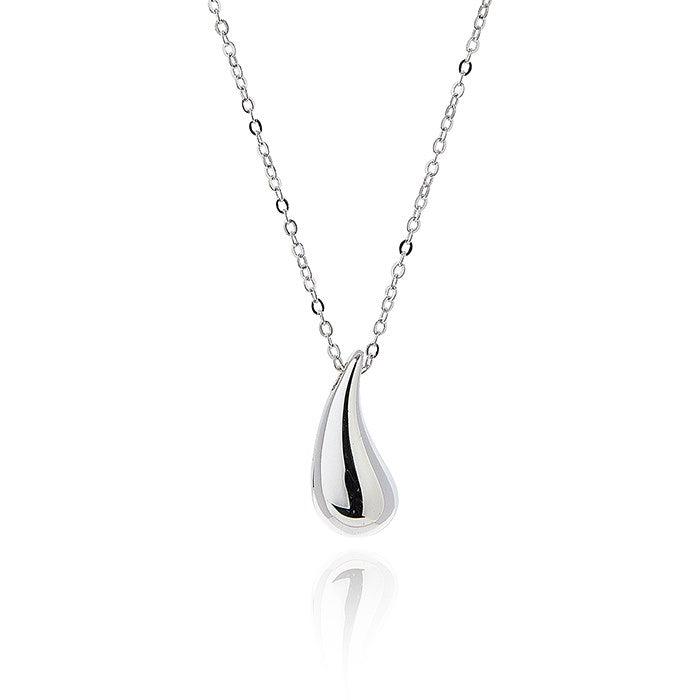 Raindrops Single Droplet Silver Plated Necklace