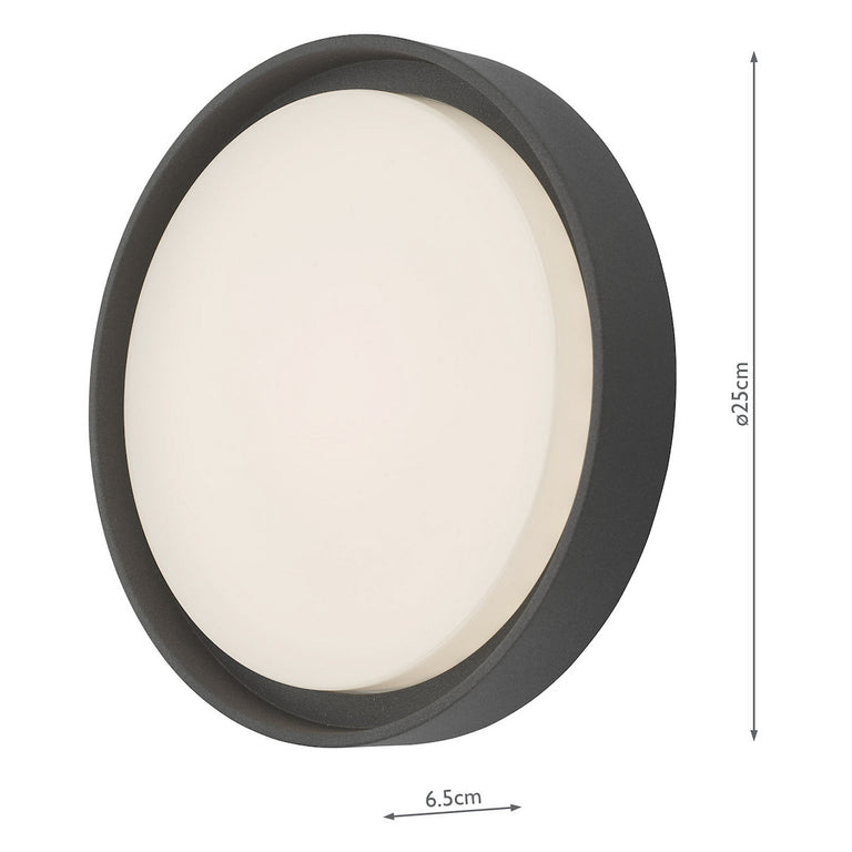 Ralph Outdoor Wall Light Matt Grey and White LED IP65 Bulkhead Wall Fitting for Modern Outdoor Spaces