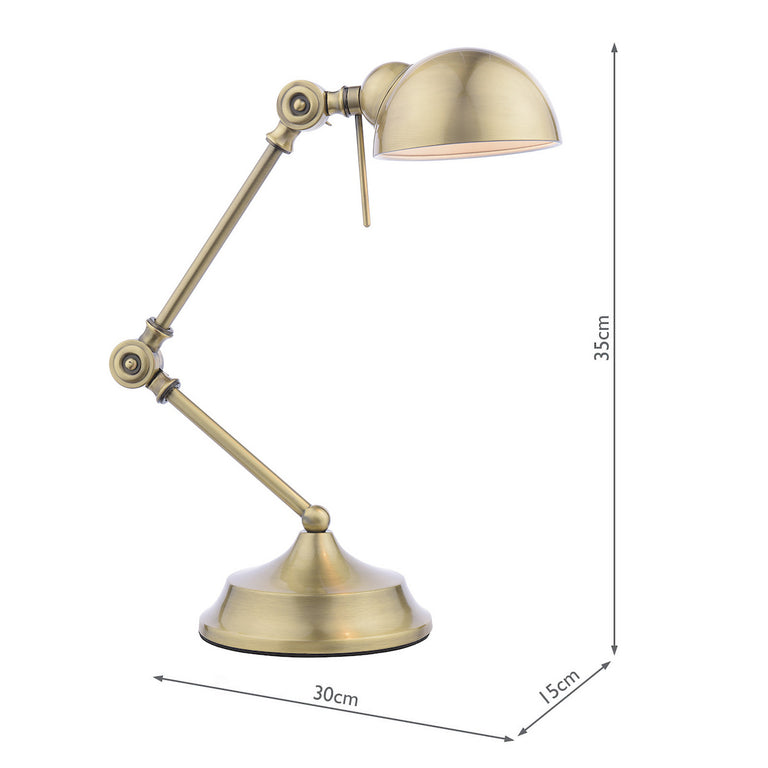 Ranger Desk Lamp Antique Brass with Adjustable Head for Reading, Crafts & Home Decor
