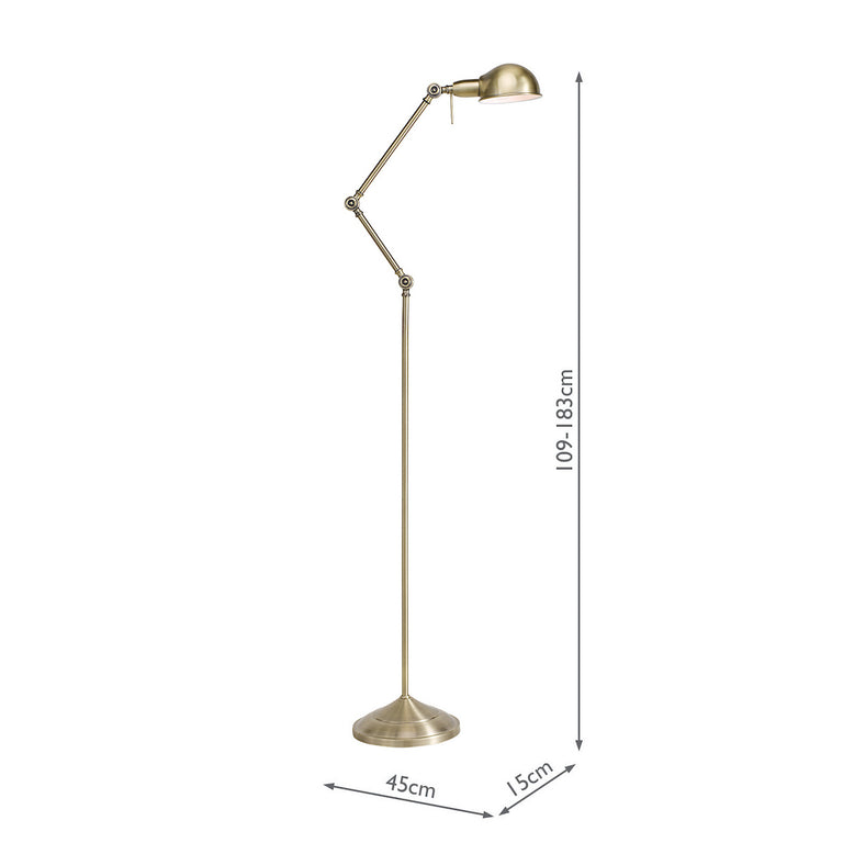 Ranger Task Floor Lamp Antique Brass Adjustable Reading Lamp for Floor | Lighting Collection