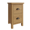 Compact bedside table for convenient storage.