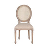 Antique-inspired dining chair with rattan backrest.