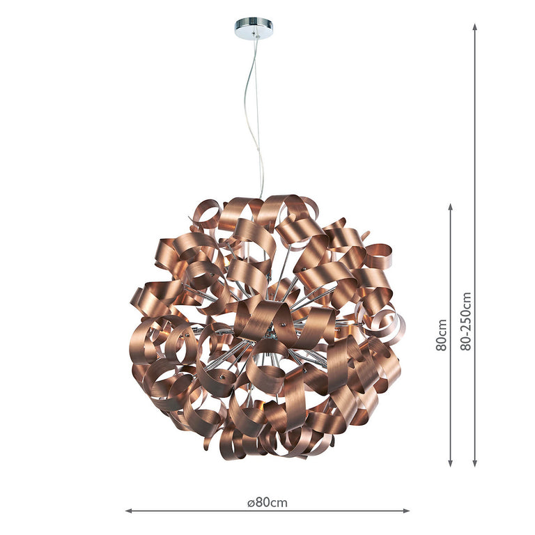 Rawley 12 Light Pendant Brushed Copper and Polished Chrome Modern Ceiling Light for Home Decor