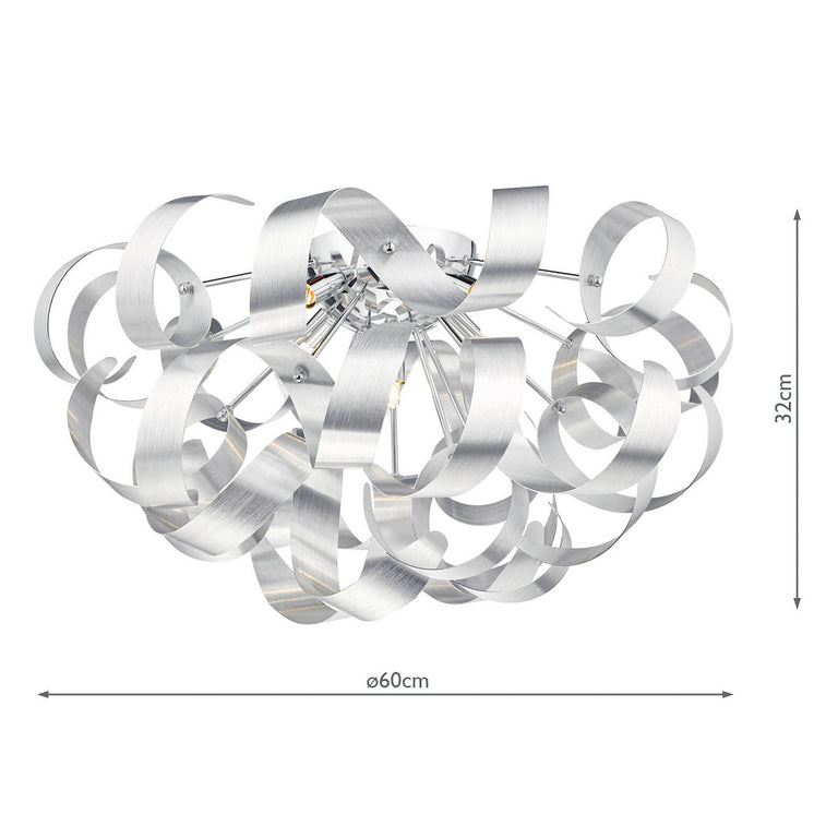 Rawley 5 Light Flush Brushed Aluminium and Polished Chrome – Contemporary Flush Fitting Light