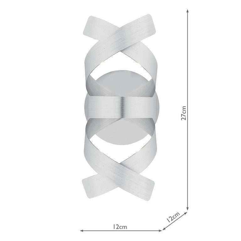 Rawley Wall Light Brushed Aluminium and Polished Chrome Backplate Modern Lighting Collection