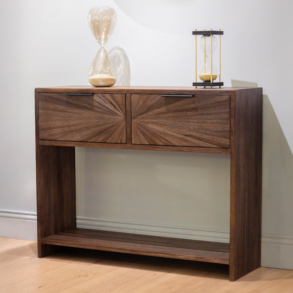 Ray 2 Drawer Console Table Dark Teak life style picture