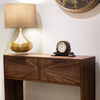 Ray 2 Drawer Console Table Dark Teak close view picture of the table