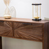 Ray 2 Drawer Console Table Dark Teak close view picture of the drawer design