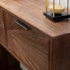 Ray 2 Drawer Console Table Dark Teak close view picture of the top of the table