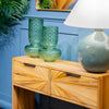 Ray 2 Drawer Console Table Ginger Teak close view life style picture