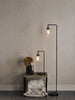 Ray Table Lamp Antique Brass and Glass life style picture with Ray floor lamp