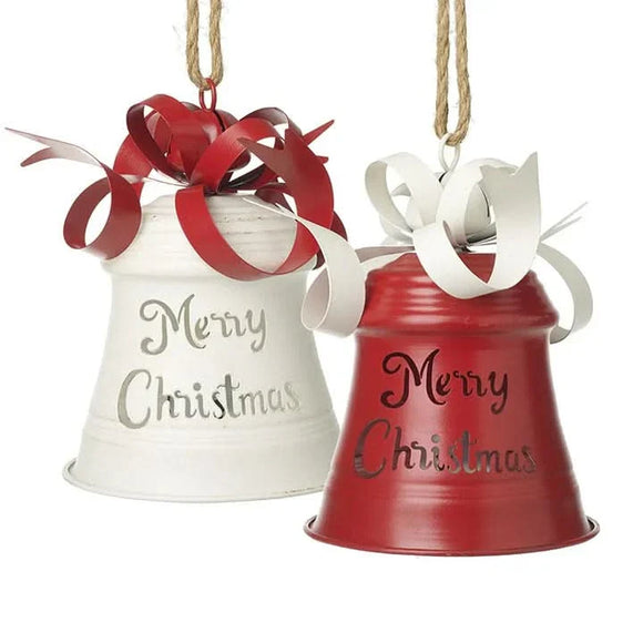 Festive ornament Red And White Merry Christmas Bell Mix for seasonal home decor.
